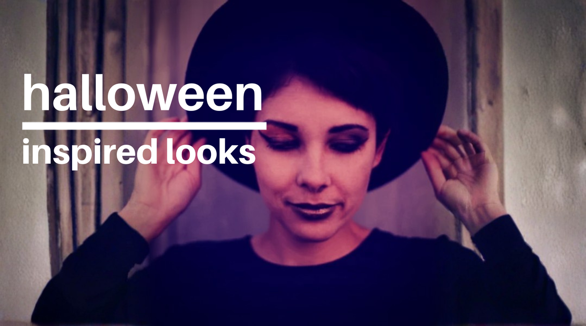 woman wearing halloween-inspired makeup look.