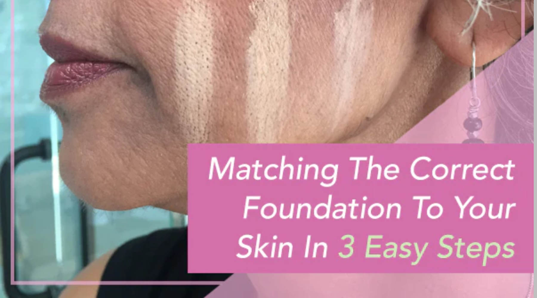 mature deep skin woman with foundation stripes on skin