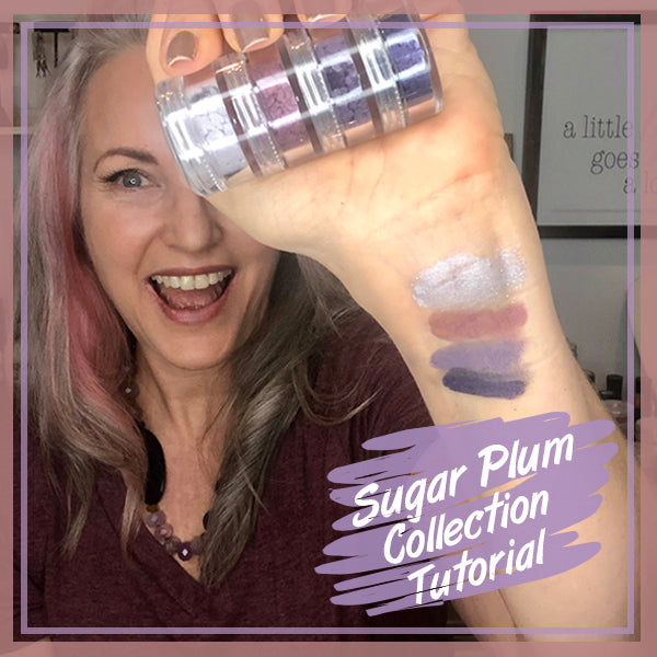 lisa holding sugar plum stacker with the colors swatched on wrist
