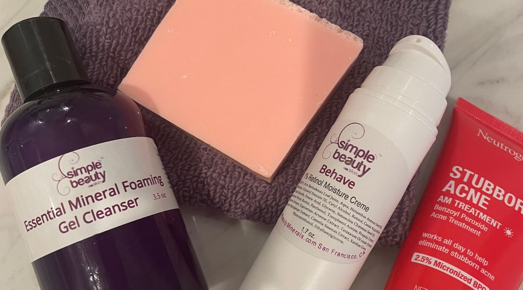 skincare cleanser, moisturizer, pink bar, acne solutions