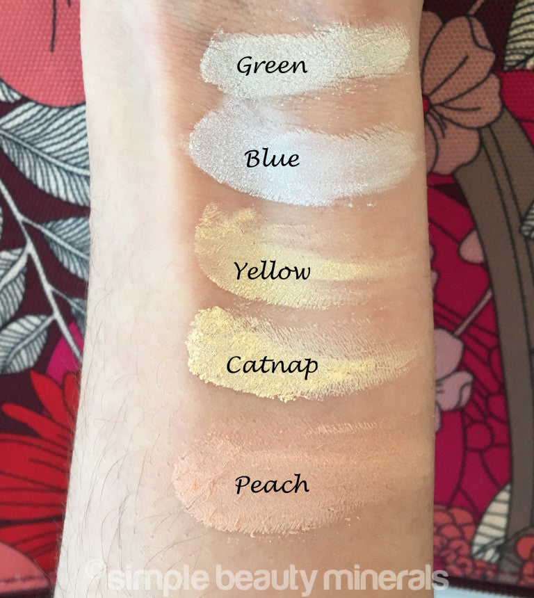 swatch of 5 color correctors on arm