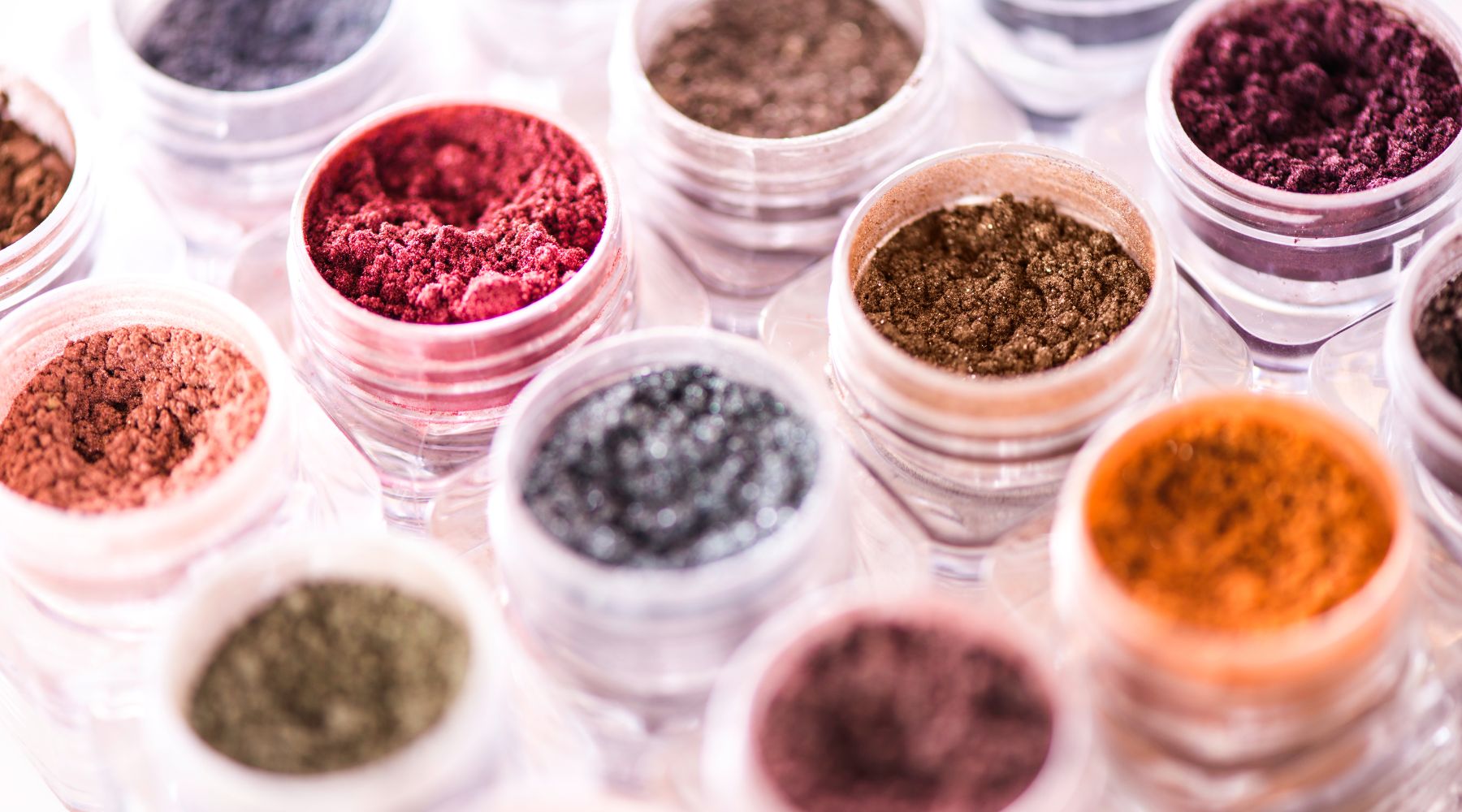 pots of mineral eyeshadows.