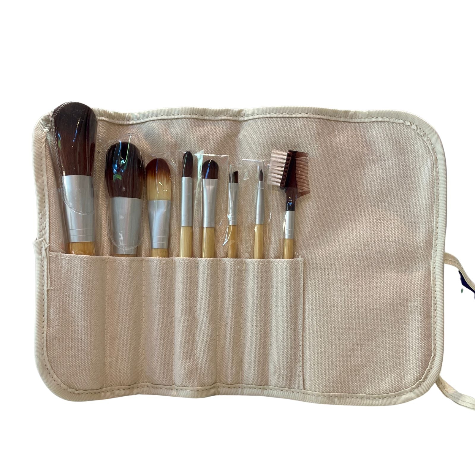 8 piece brush set open in case.