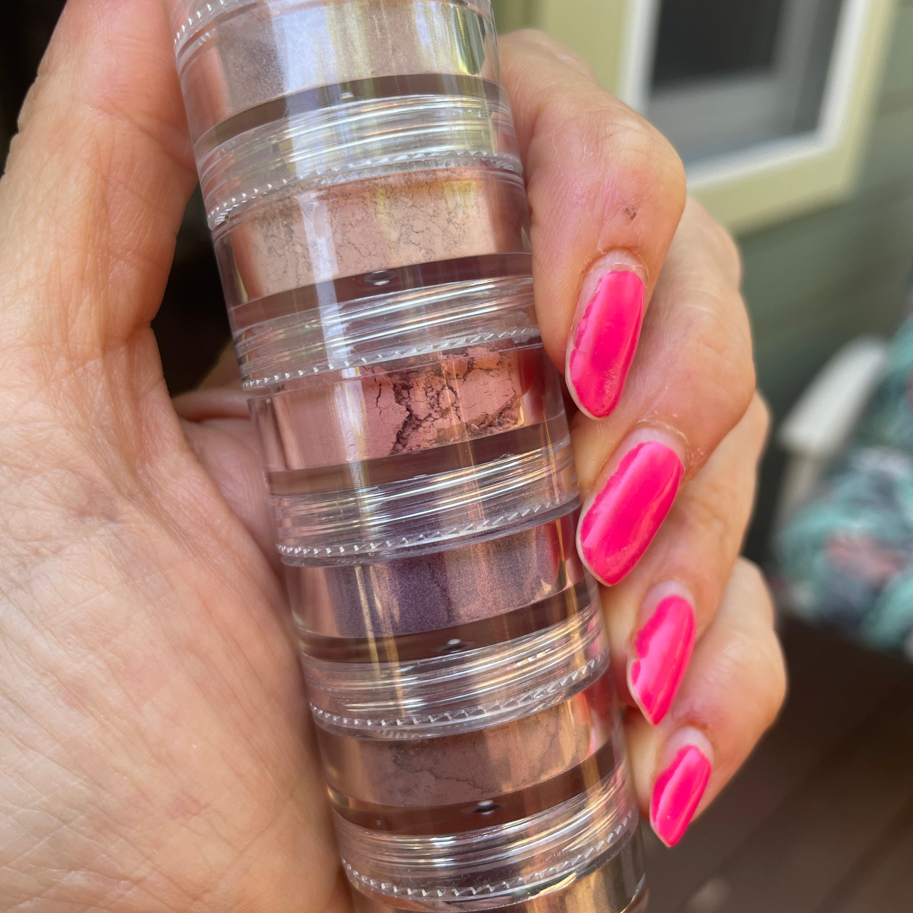 close up of makeup tower