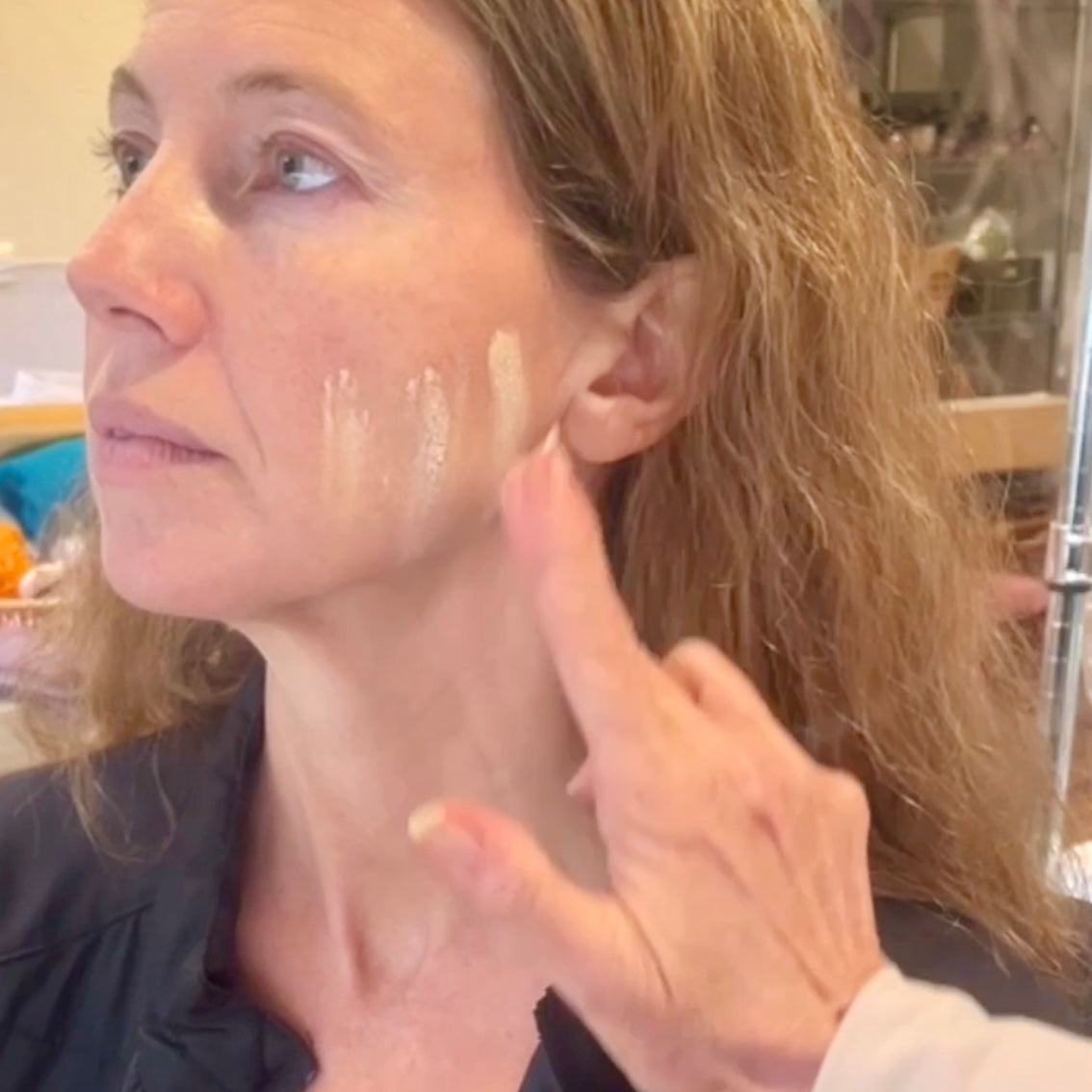 customer at beauty consult foundation testing