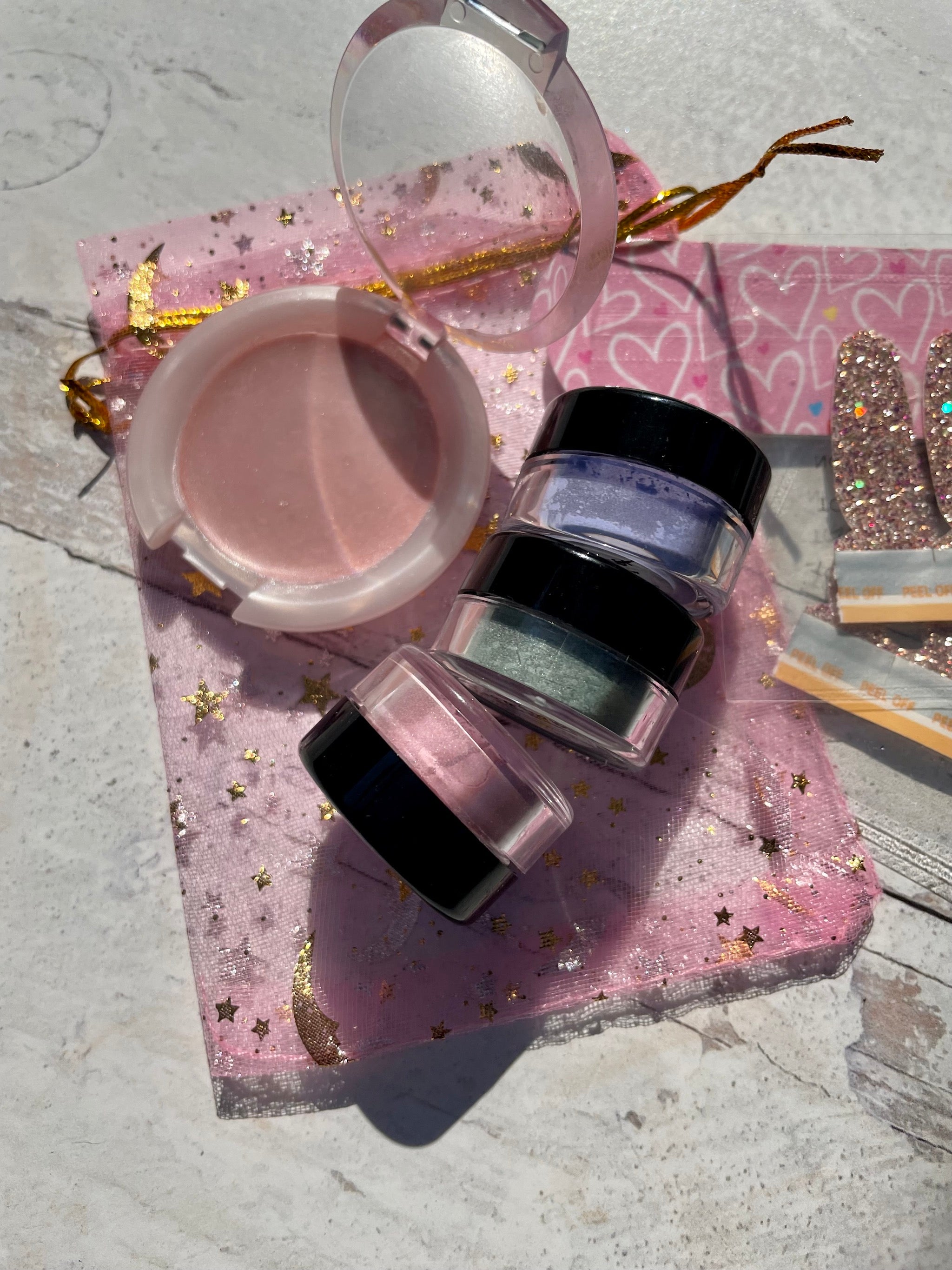 3 eyeshadows and a lip balm for kids