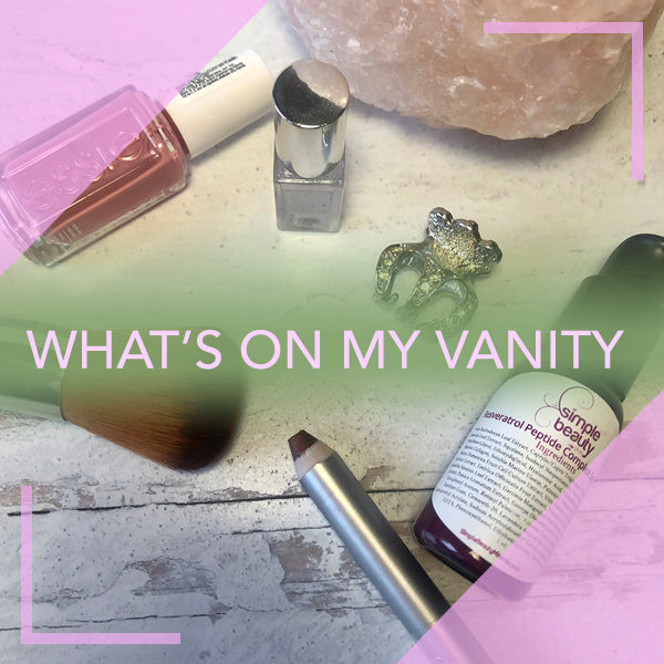beauty supplies, serum bottle, lip pencil, nail polish, perfume