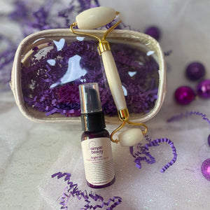 holiday gift set of serum and white jade roller