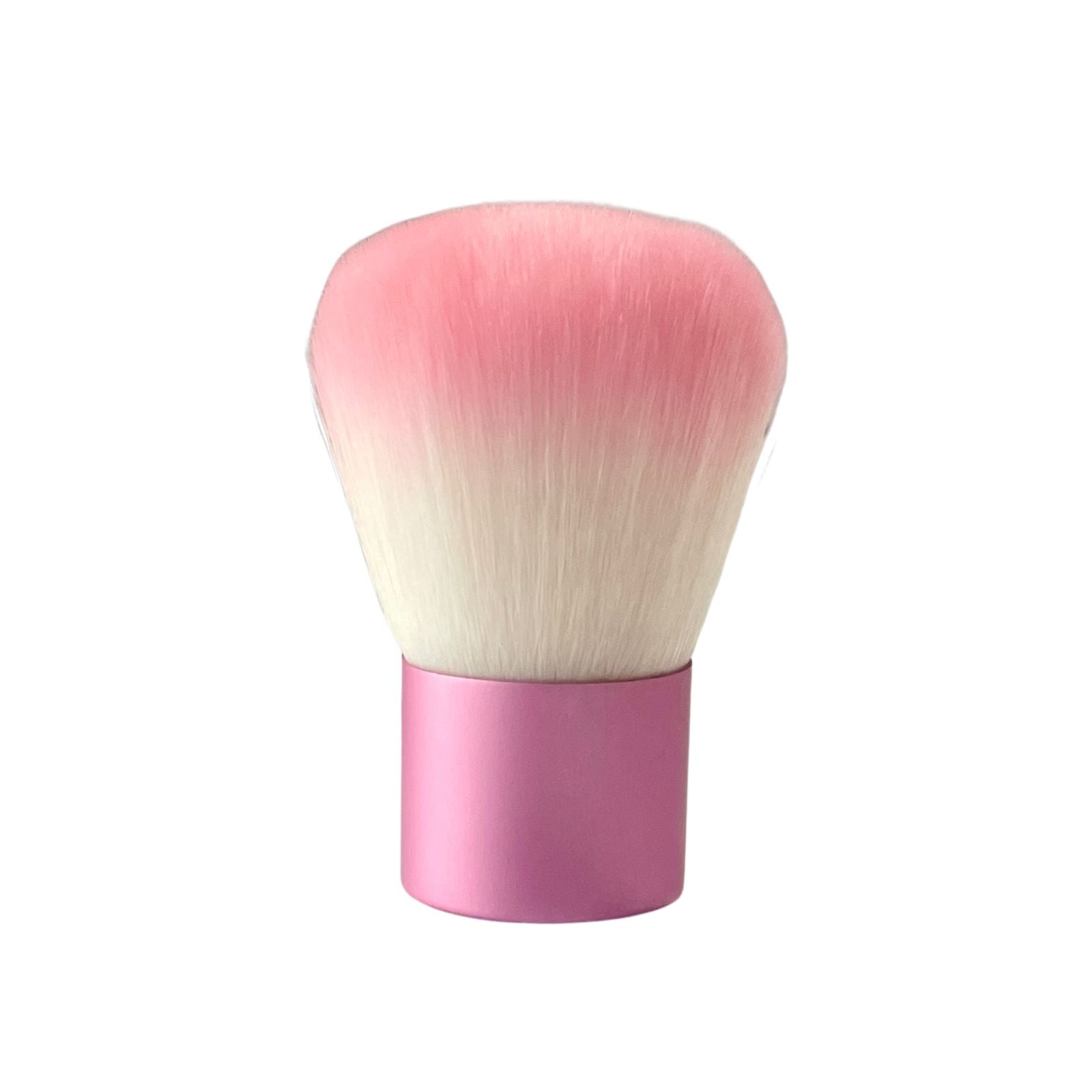 pink and white kabuki makeup brush.