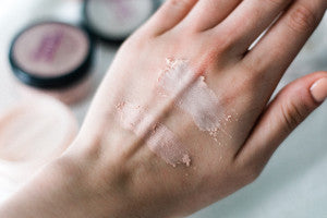 swatch of neutral and warm powder finish on hand