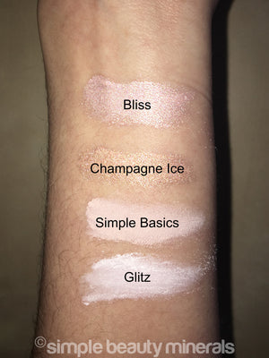 swatch of eyeshadows in the beige to white family