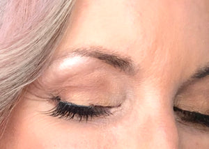 close up of woman's eyes wearing Charmer Eyeshadow